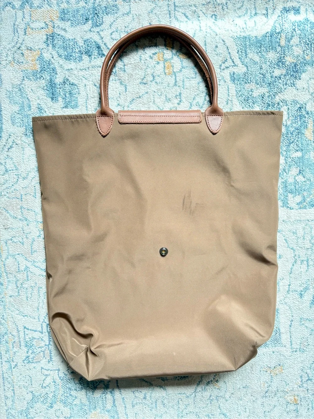 L.L Bean Traveler Roll Up Nylon Bag Packable Longchamp Style Leather Casual